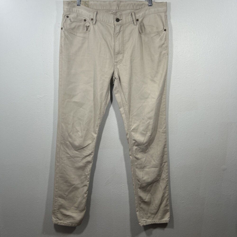 Polo Ralph Lauren Pants Mens 35X32 Cream Varick Slim Straig Corduroy Preppy
